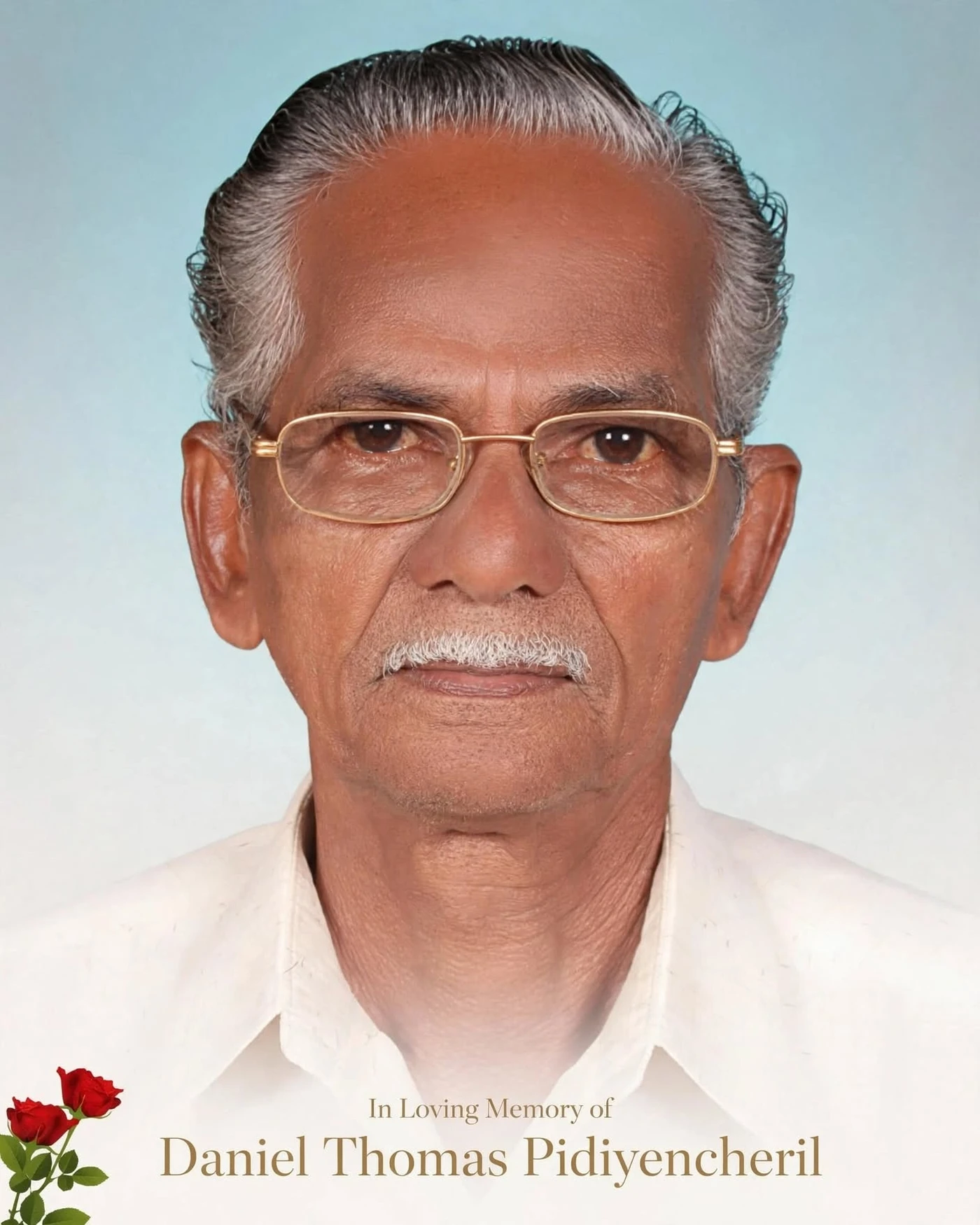 Memorial portrait of Sajan Bakery founder Daniel Thomas Pidiyencheril
